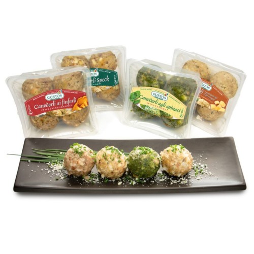 Knödelverkostung: Pfifferlings-, Speck-, Spinat- und Käseknödel