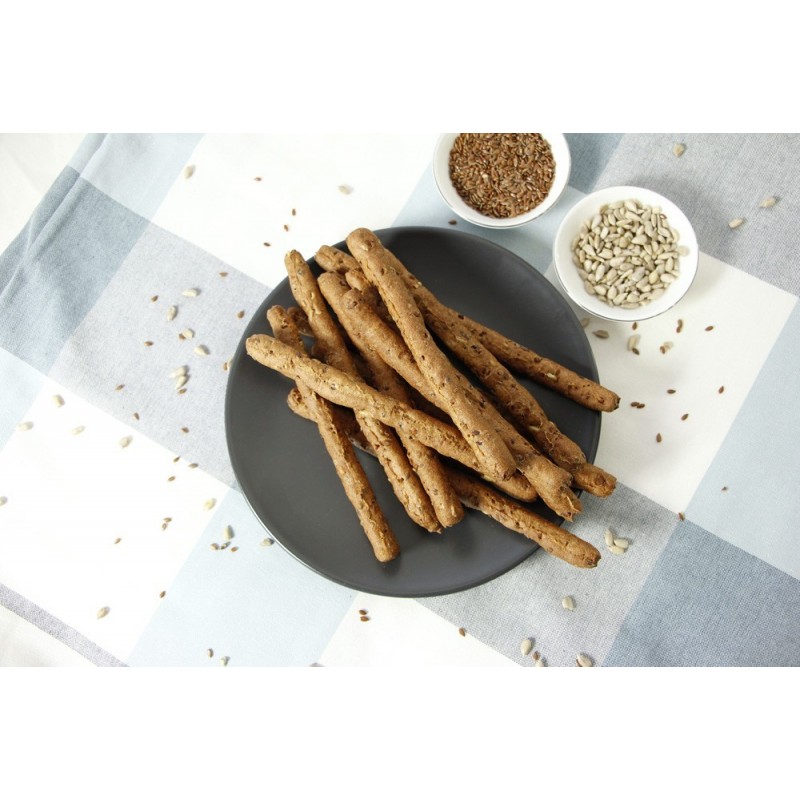 Mehrkorn-Fitness-Grissini mit Leinsamen und Sonnenblumenkernen